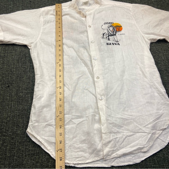Vintage Jambo Kenya 70s Button Up Shirt Lion Men Large Single Stitch Texprint - Picture 9 of 10